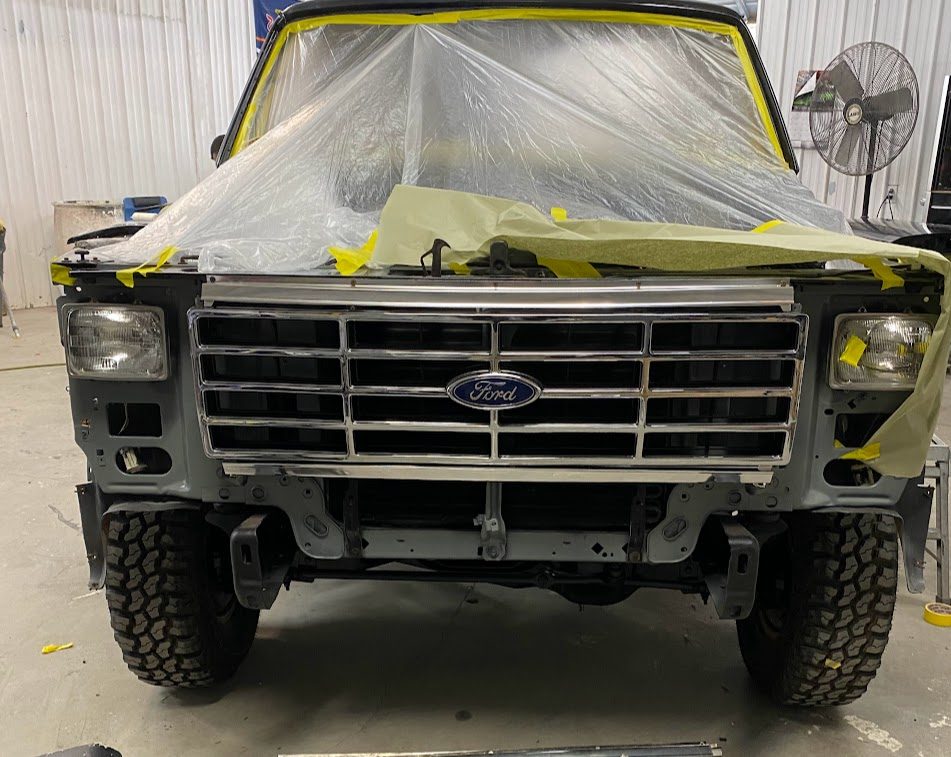 Classic truck being prepped for paint